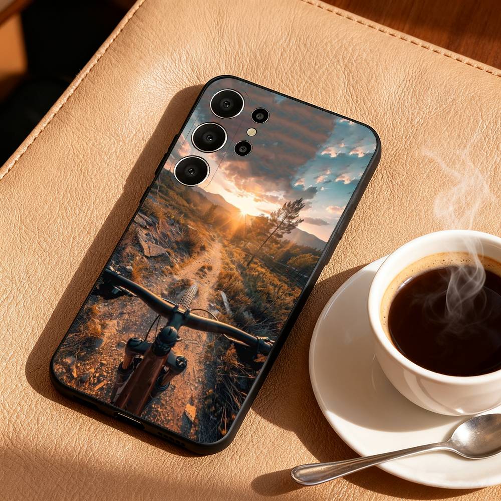 MTB Mountain Bicycle Phone Case For Samsung S25,S24,S21,S22,S23,S30,Ultra,S20,FE,Lite,10,9,Black Cover