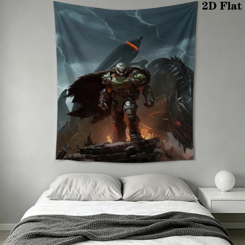 DOOM The Dark Ages Wall Tapestry Aesthetic Wall Hanging Printed Fabric Blanket Decorative Tapestries for Bedroom Living Room Home Decor