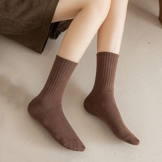 1 Pair Women Cotton Calf Socks Mid-tube No Odor Solid Color Thread High Elasticity Anti-slip