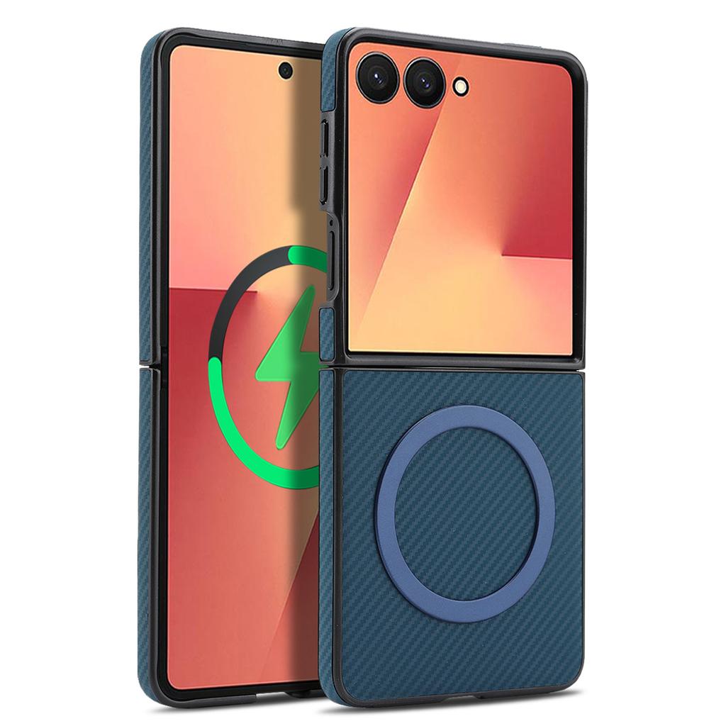 Carbon Fiber Leather Phone Case for Samsung Galaxy Z Flip 7 6 5 4 3 Flip7 FE Flip6 for Magsafe Magnetic Protective Cover