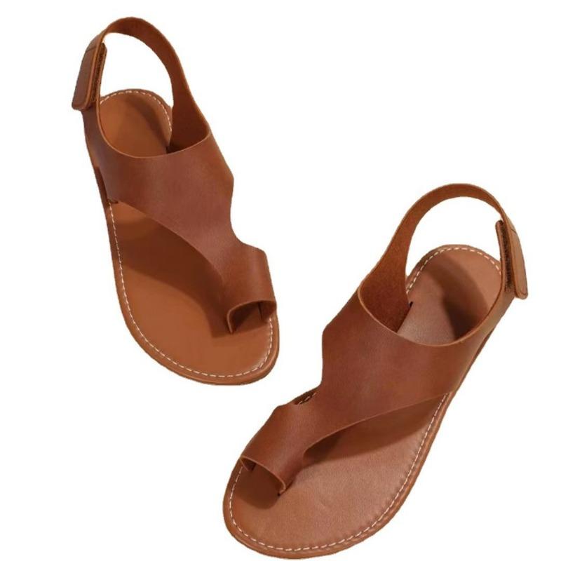 Сандалии большого размера Cross border женские европейские, американские и американские летние новые повседневные сандалии с круглым носком и плоским дном