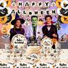 Ghost Pumpkin Halloween Disposable Party Tableware Set Horror Banner Decorative Paper Plate Tablecloth Home Decoration Supplies
