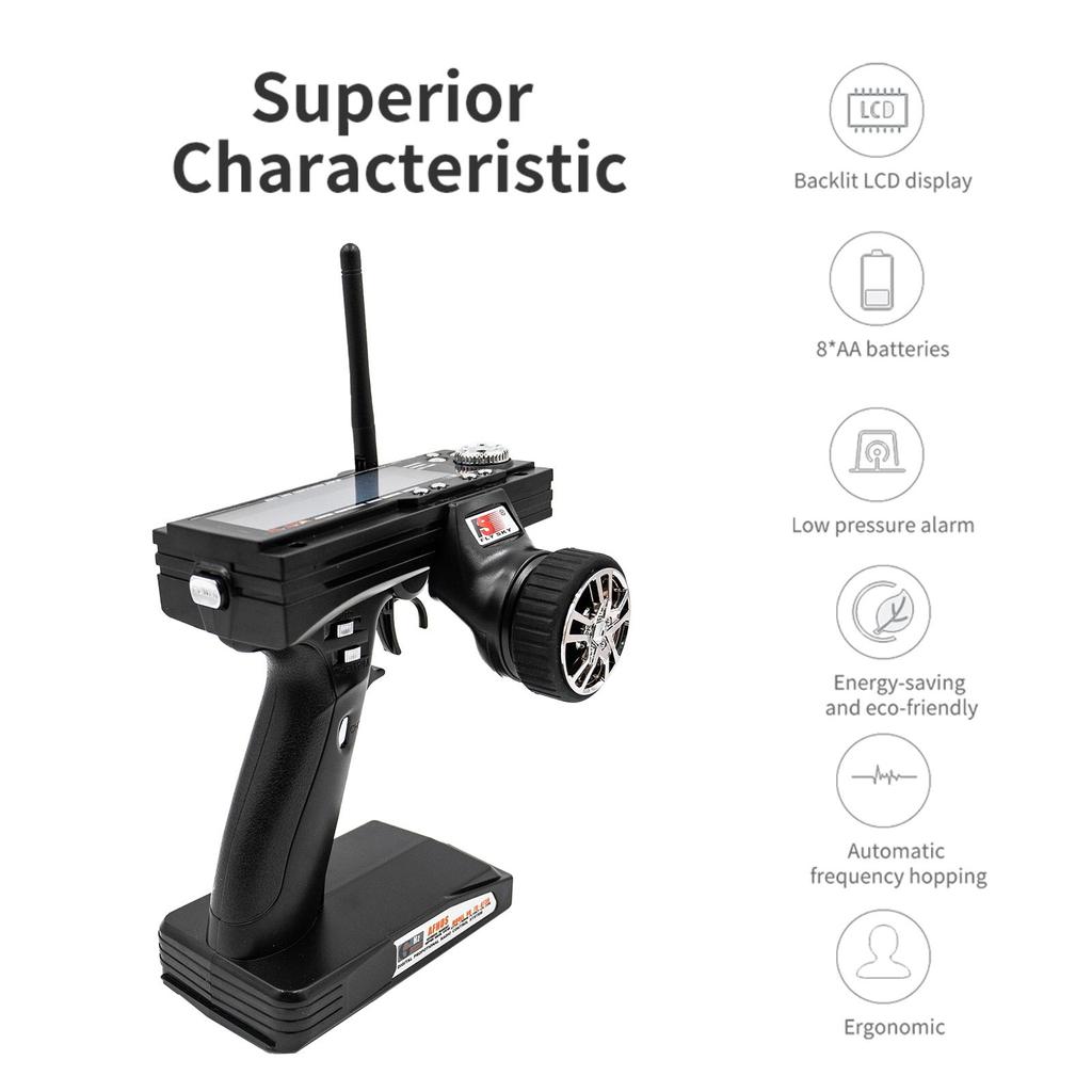 Flysky FS-GT3B 2.4G 3CH Low Power Consumption Radio Model Remote Control with LCD Screen Display Transmitter & Receiver for RC Car Boat