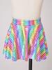 Girls Skirt Elastic Waistband Ruffled Shiny Plaid Sequins Clubwear Mini Skirts for Cheerleading Music Festival Rave Costume