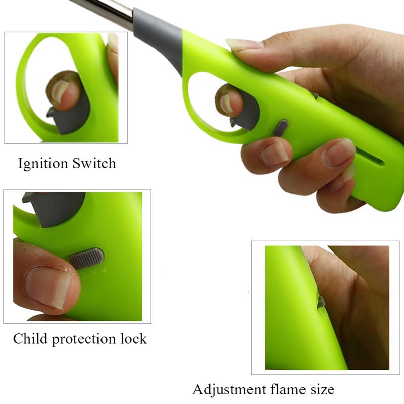 Бутановая зажигалка многоразового использования для кухни, камина, пилотной лампы, барбекю, плиты, пластиковых зажигалок для свечей, цвет случайный