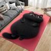 Cute Black Cat on Pink Carpet suitable as a non-slip mat for the living room or bedroom sofa