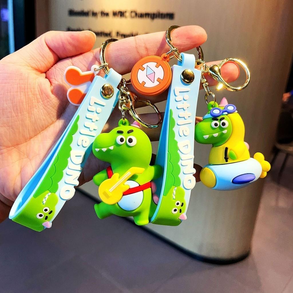 Adorable Cartoon Dinosaur Keychain Silicone Key Ring Cute Bag Charm Gift