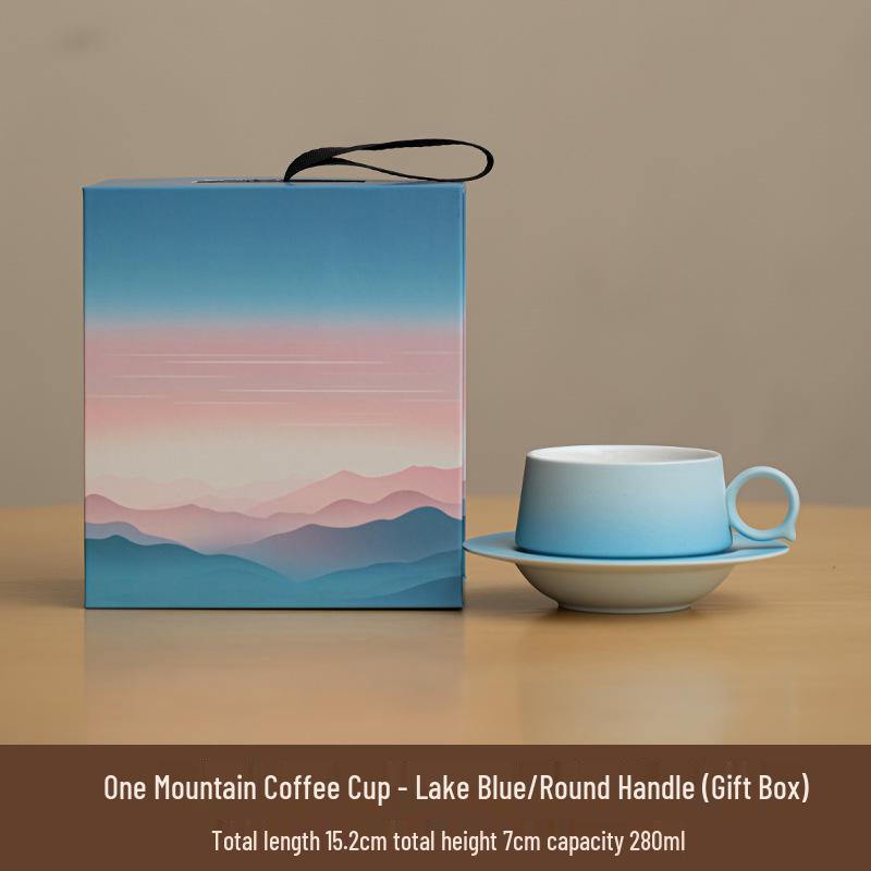 High-End Gradient Ceramic Coffee Cup & Saucer Set for Afternoon Tea