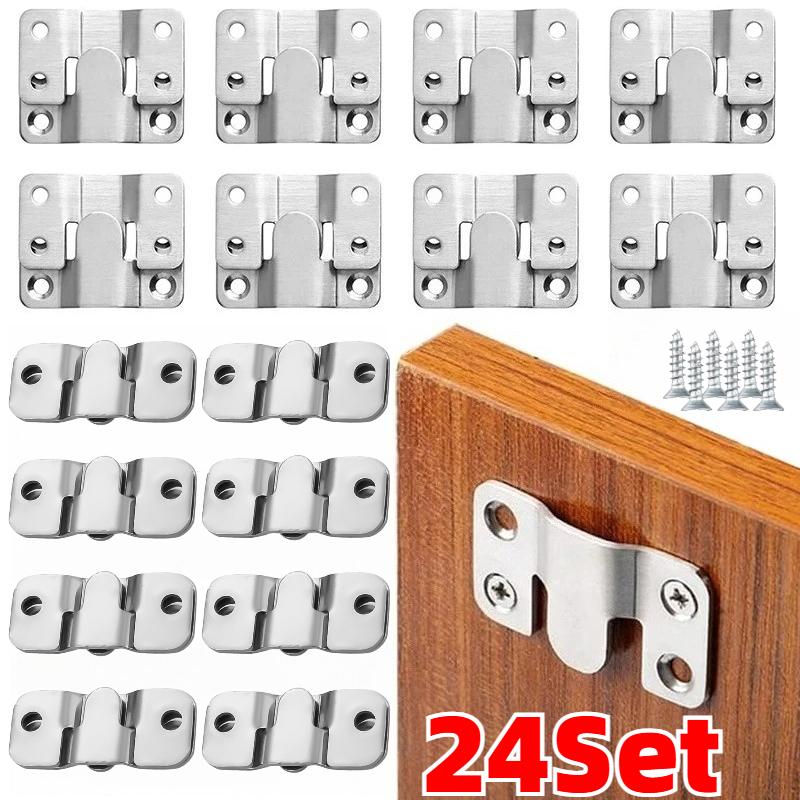 Interlock Hanging Buckle Wall Picture Frame Display Hanger Hooks Stainless Steel Flush Mount Bracket Furniture Connector