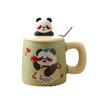 Creative Hand Painted Panda Ceramic Cups  Cute Retro Mugs  High Appearance Level Couple Cups with LIDS  Household Drinking Cups