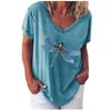 Women's Fashion Casual Loose V-Neck Printed Short Sleeve T-Shirt Top