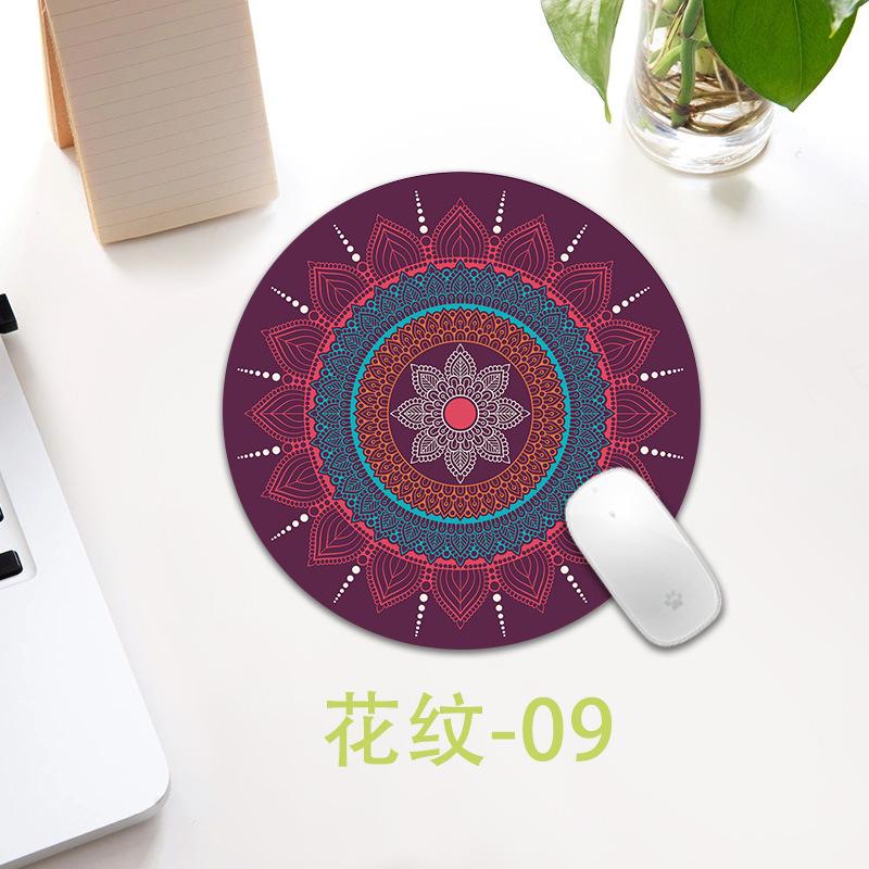 Ethnic Style Pattern Round Small Creative Thickened Mouse Pad Keyboard Pad Office Cup Table Mat Production