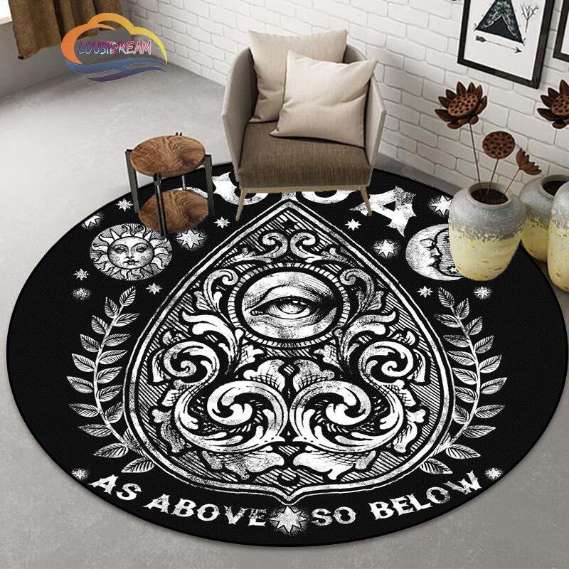 Коврик с символом пентакля, круглый ковер масонства, ковер Сатаны с головой козла, доска для спиритических сеансов с руками, коврик для оккультизма, коврик для колдовства, гот