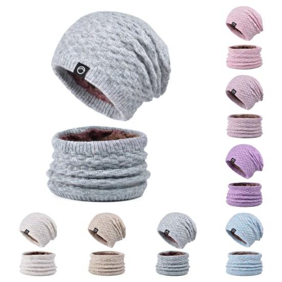 2 шт./комплект женский зимний шарф шапка комплект толстый вязаный теплый противоскользящий