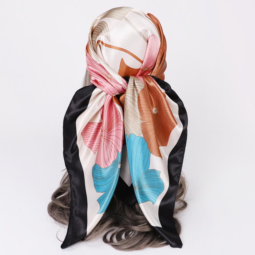 90 см атласная повязка на голову с принтом квадратный шарф женский темпераментный шелковый шарф шаль модный шелковый шарф
