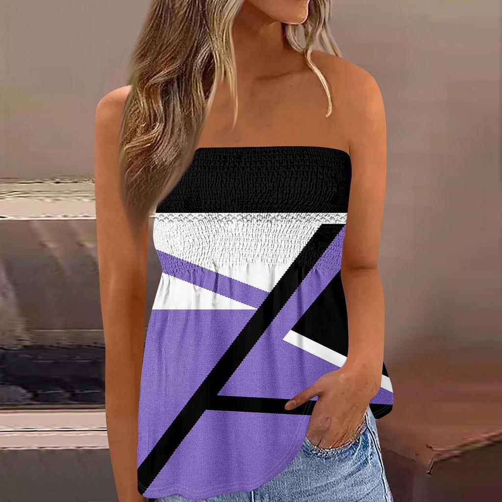 Tube Tops For Women,Cute Sexy Off Shoulder Print Sleeveless T-Shirt