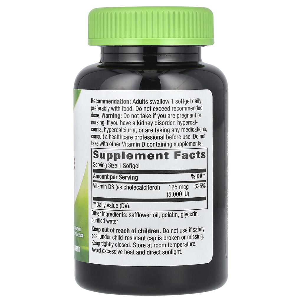 Nature'S Way, Vitamin D3 Max, 125Mcg (5,000Iu), 240 Softgels