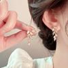 Light Luxury Delicate Leaf Tassel Imitation Zircon Earrings For Women