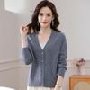 Women's 100% Pure Wool V-Neck Cardigan Sweater