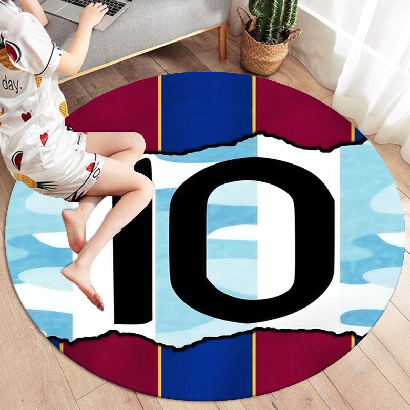 Lionel Messi Round Area Rug,Carpet Rug for Living Room Bedroom Sofa Playroom Decor,Non-slip Floor Mat