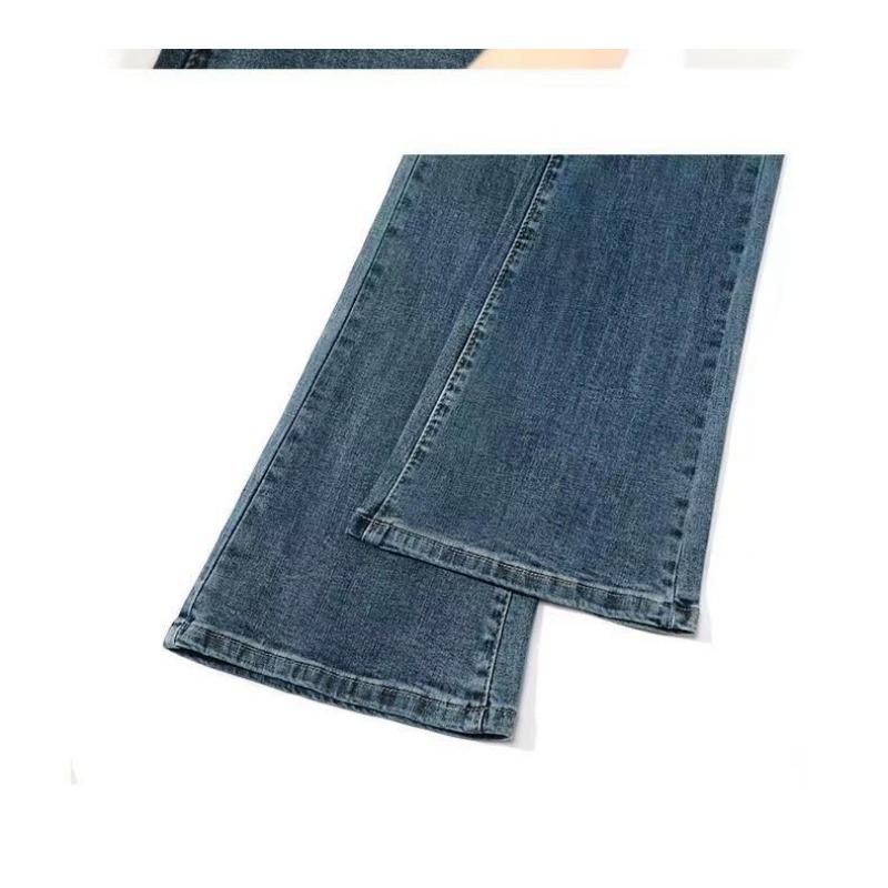 Женские эластичные расклешенные брюки с высокой талией, весенние и осенние джинсы