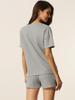 Cheibear Solid Color Lounge Nightwear Short Sleeves with Pullover Jogger Summer Size M Women's Set, Shorts, Set, Tracksuit, Gray,
