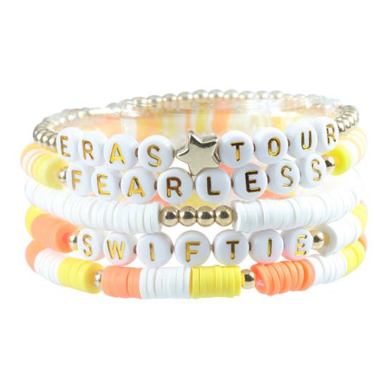 5 шт./компл. эластичный браслет с надписью «Singer Lover» из полимерной глины, браслет с бусинами, летний пляжный богемный многослойный браслет дружбы