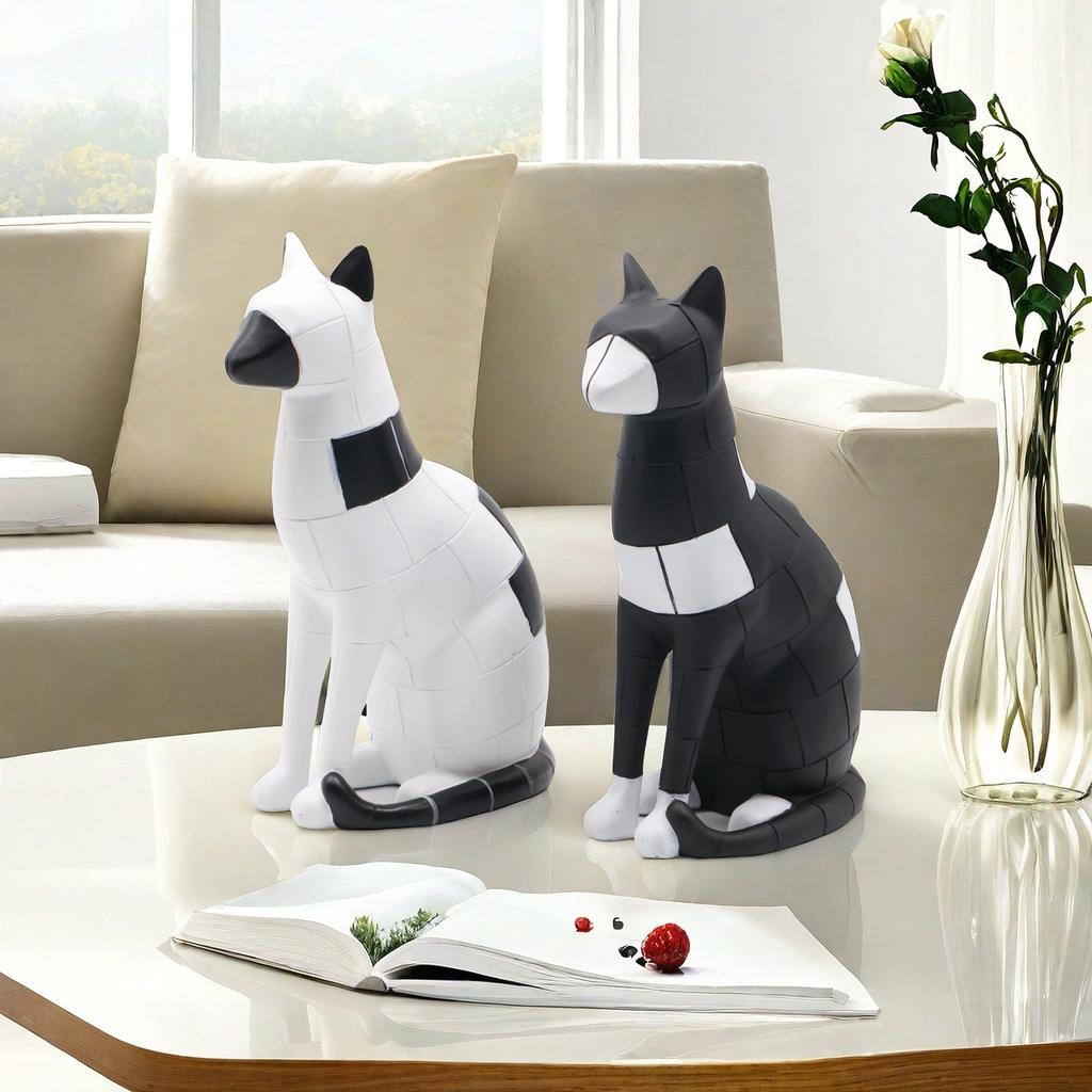 Modern Minimalist Plaid Cat Home Fine Living Room Decoration Home Decoration Good Things Resin Crafts Housewarming Gift
