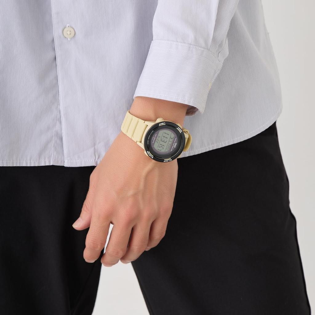 Мужские часы Citizen Digital Solar Date Urethane Beige Q&Q, Радиоуправляемые, Питание от солнечной энергии, Водонепроницаемые, Дисплей, Ремешок, D01A-004VK,