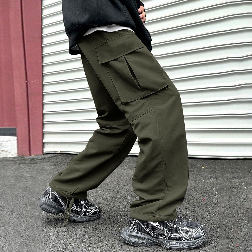 Men's Overalls Drawstring  Multi Pocket Casual Pants Hiking Pants Cotton Twill Pants