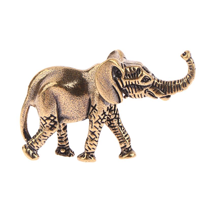 Antique Bronze Minature Elephant Figurines Tea Pet Table Ornament Decoration