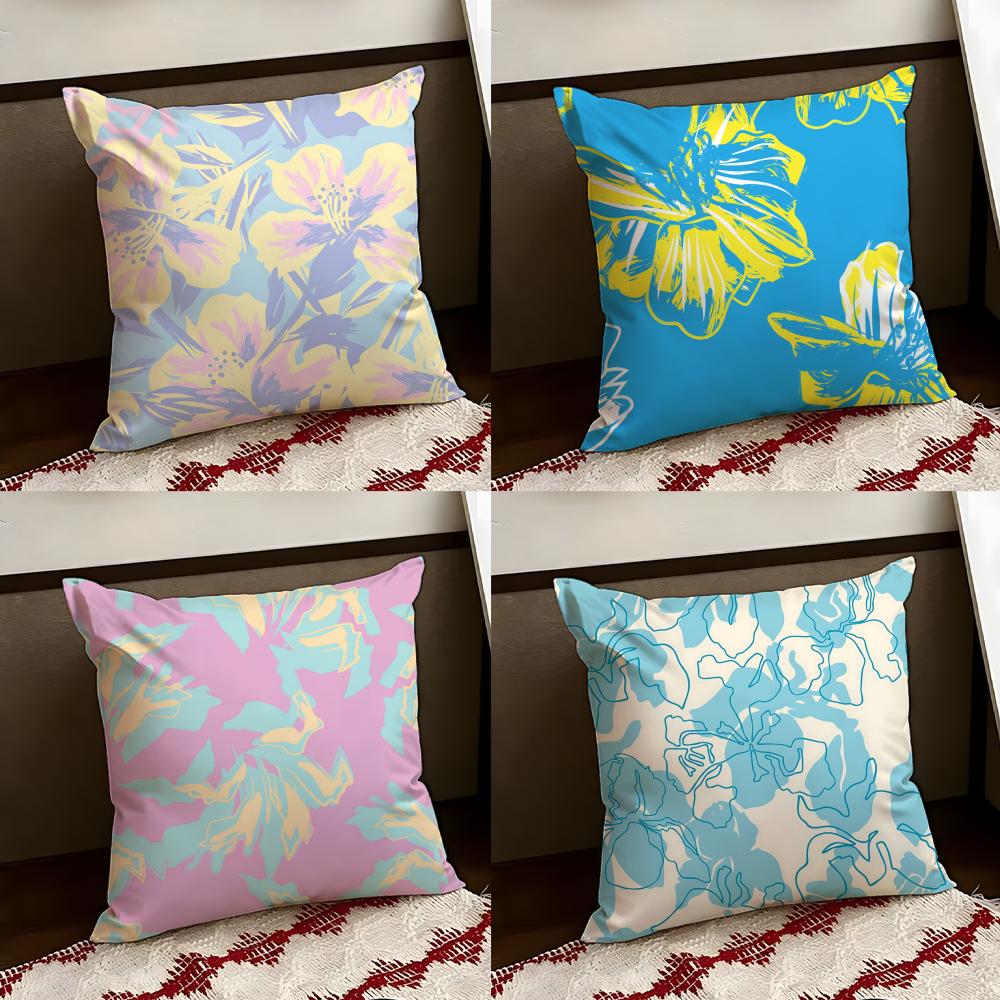 Blissful Dopamine Burst Floral Cushion Cover Reversible Soft Durable Pillow Cover Home Car MultiScene Use for Daily Comfort
