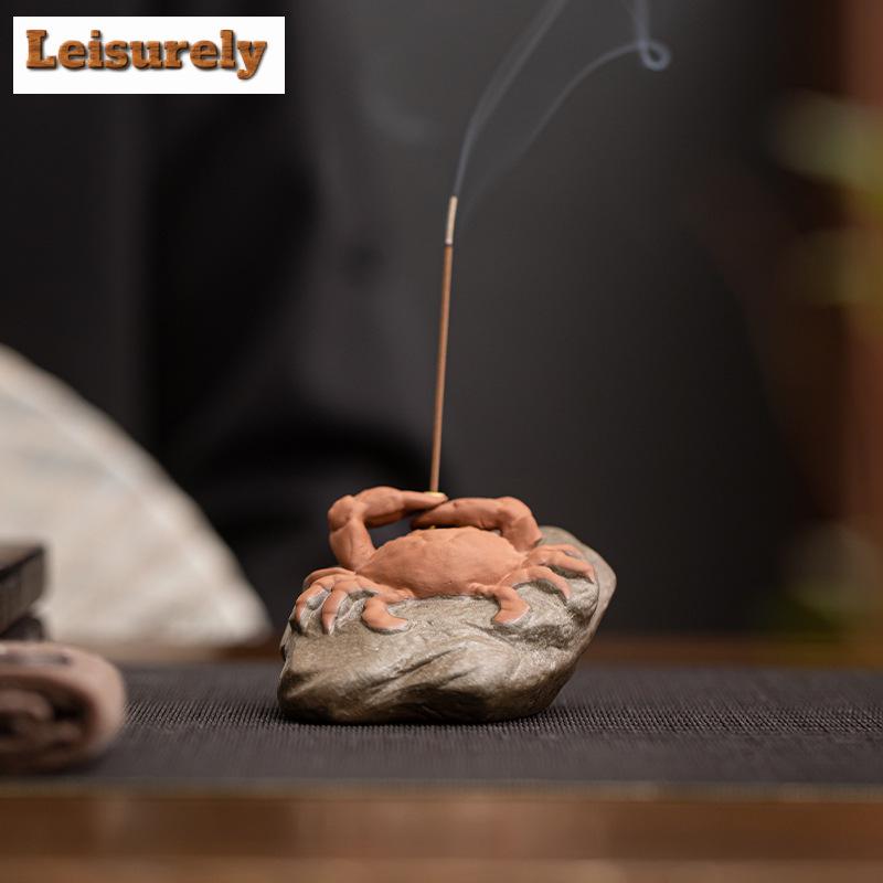 Креативные богатые крабы Керамическая курильница для благовоний Дзен-держатель для кадила Игрушки для животных для чая Скульптура Крышка-основание Аксессуары для чайной церемонии