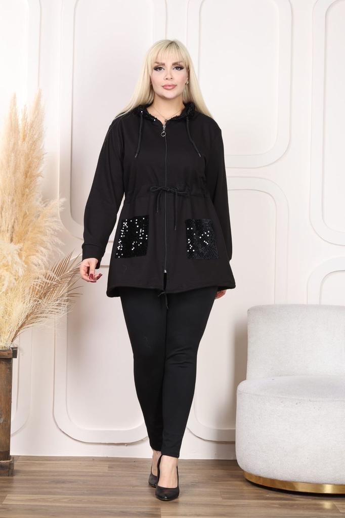 Женское платье большого размера, толстовка с капюшоном и блестками, на молнии и с двумя нитками