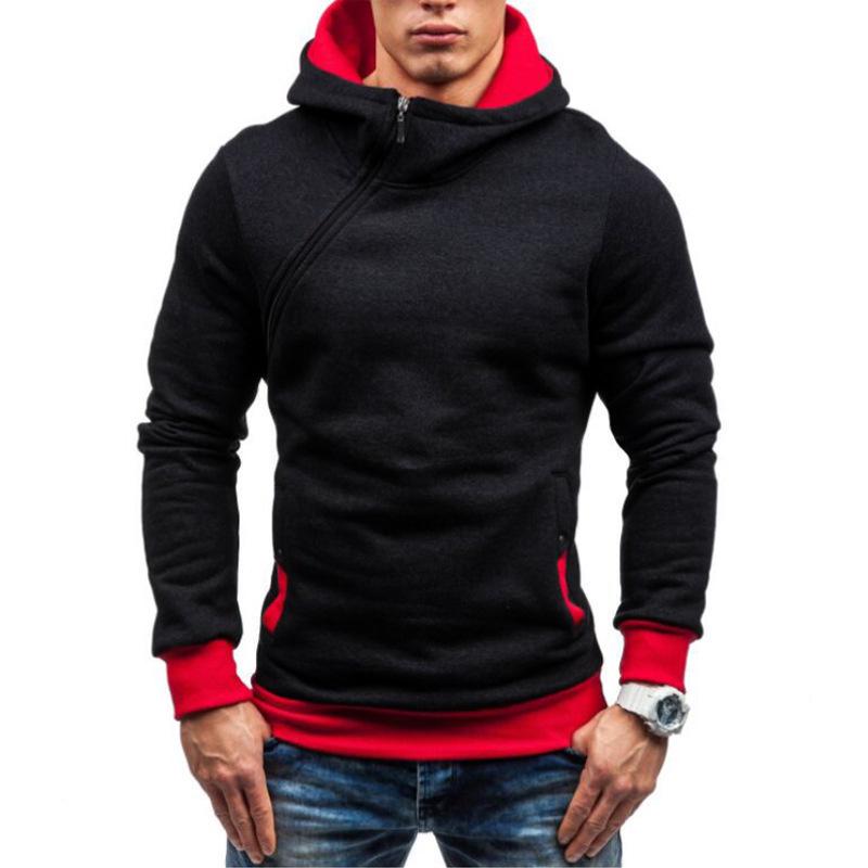 Men's Asymmetrical Zipper Hoodie - Autumn/Winter Collection, Multiple Colors