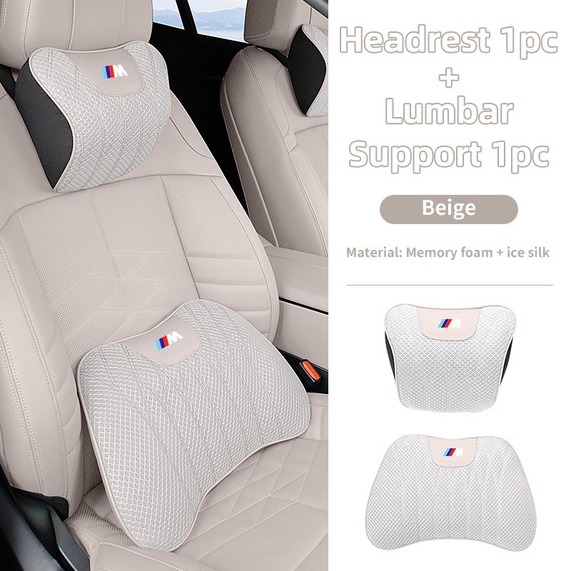 Ice Silk Car Headrest Neck Cushion For BMW 3 5 Series G30 G60 G32 G20 F10 F30 X3 G01 X5 G05 Lumbar Support Pillow Seat Cushion