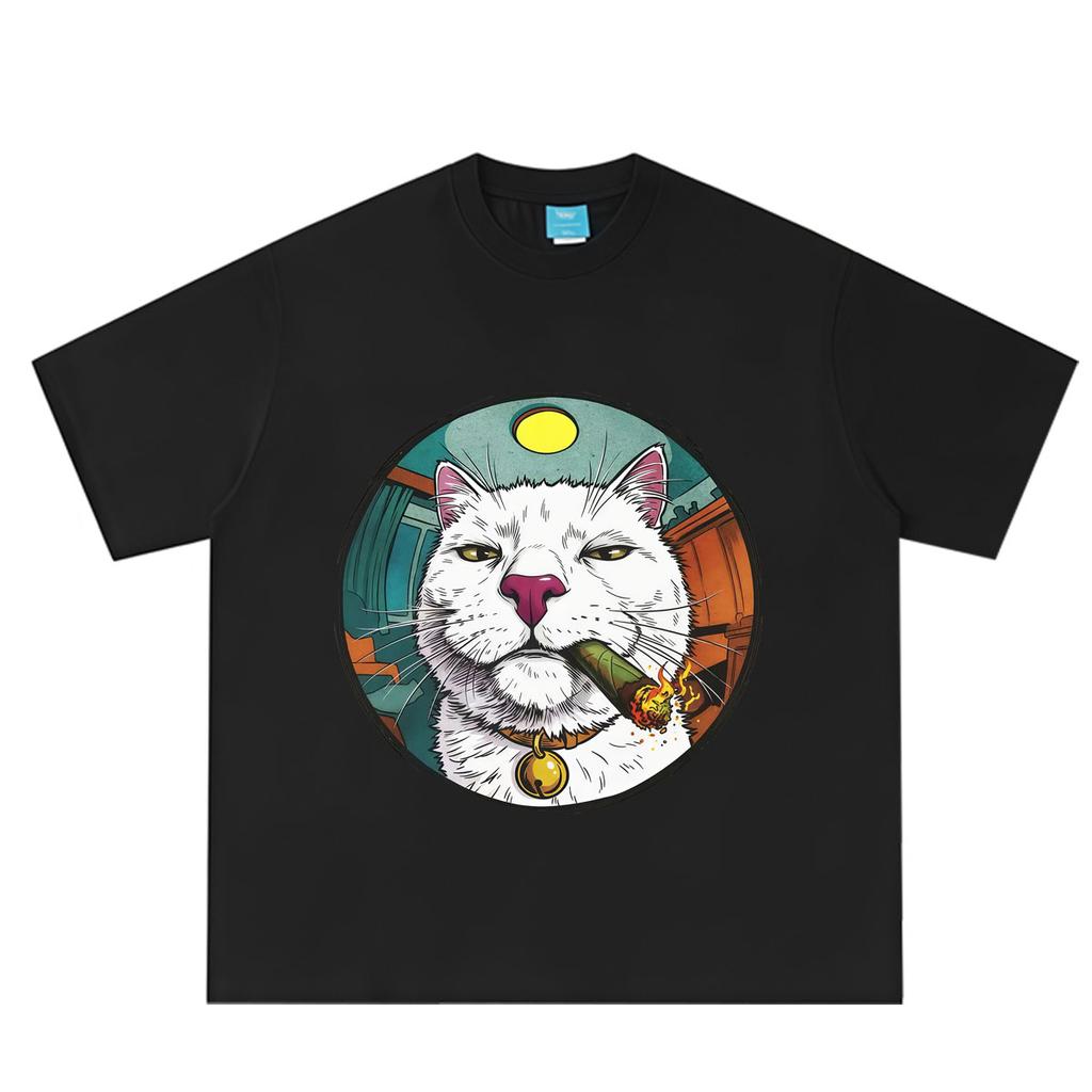 Funny Cat Meme Tshirt Unisex Unisex Fashion Vintage Tshirt Shortsleeved Loose Hiphop Cotton Casual Tshirts Streetwear