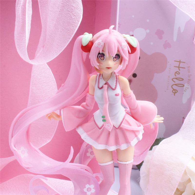 *New Anime Hatsune Miku Action Figure Kawaii Collection Model Pink Sakura Kawaiii Doll Collectible Toys Cake Decor