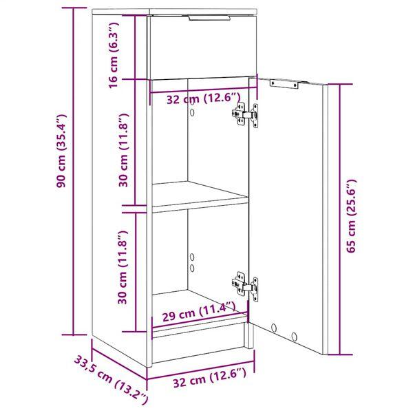 Badezimmerschrank, Schubladen-Aufbewahrungsregal, Eckaufbewahrungsschrank, 32x34x90 cm