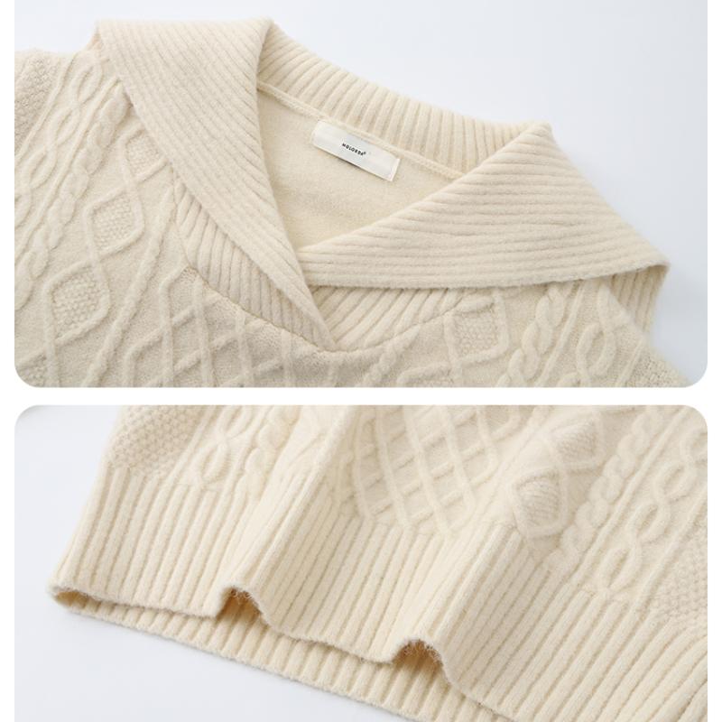 Винтажный отложной воротник свободные пуловеры свитера женские осенние и зимние длинные рукава повседневные вязаные свитера женские простые однотонные модные трикотажные изделия 25409