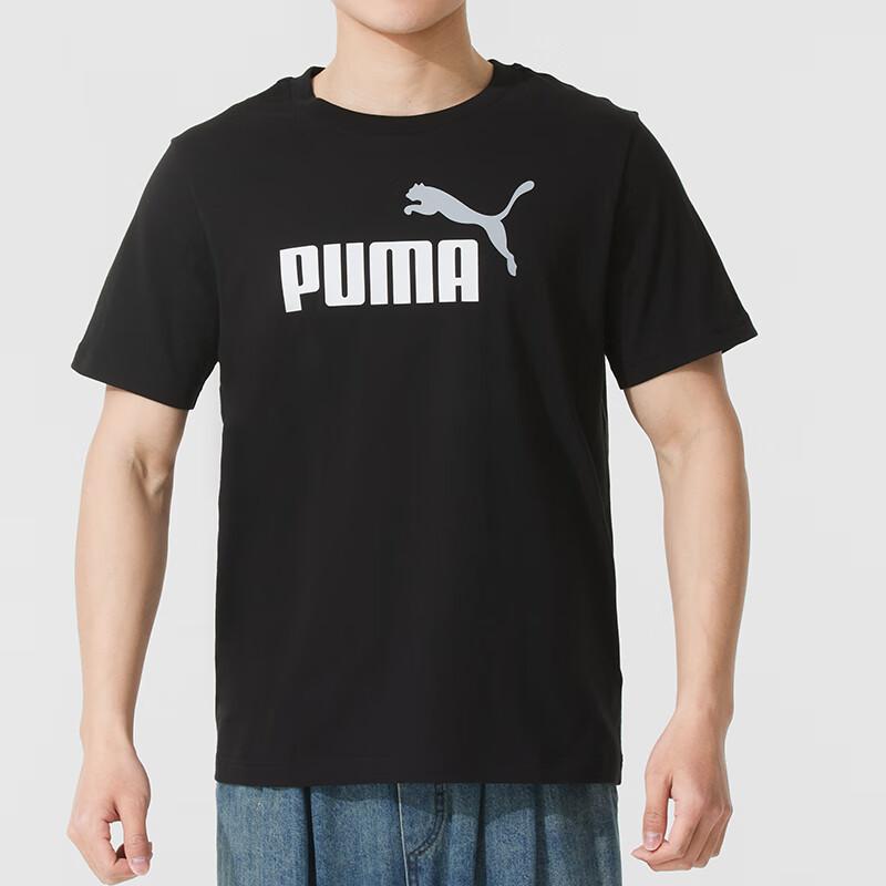 Puma Логотип Спорт Повседневный Удобный Дышащий Футболка с коротким рукавом Мужские Топы Черный 688948-01