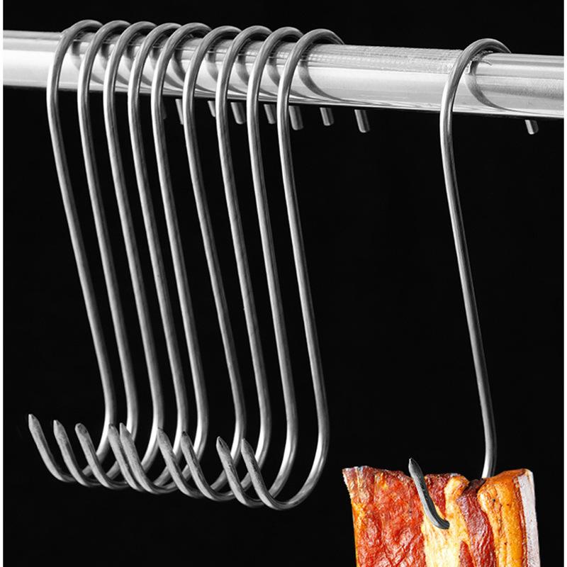 S-shaped Cured Meat Hook Solid Pointed Point Meat Hanging Sausage Roast Duck Roast Chicken Roast Goose Through Meat Hook S-shaped Drying Meat Hook