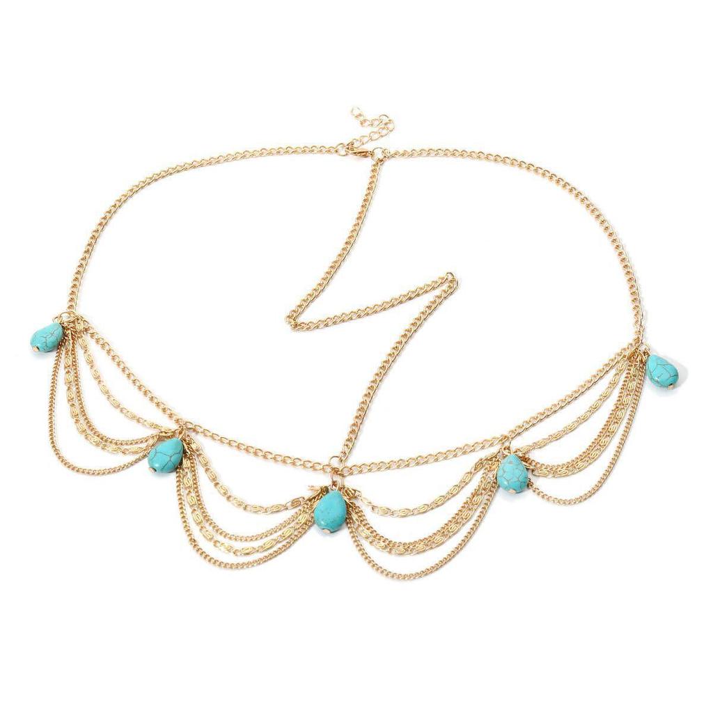 Повязка на голову с кисточками цвета бирюзы в стиле Богемия: Головной убор в стиле ретро-этнического стиля