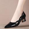 Туфли на грубом каблуке, женственные, лакированные, кожаные туфли, мягкая кожа, острый каблук, женские туфли, большой размер