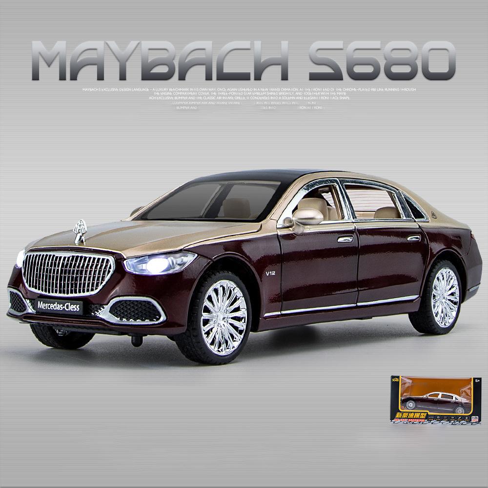 1:24-масштабная модель автомобиля из сплава Benz S680, игрушечный автомобиль с откатным механизмом со звуком и светом для подарочных коллекционных предметов, литье под давлением, модель автомобиля