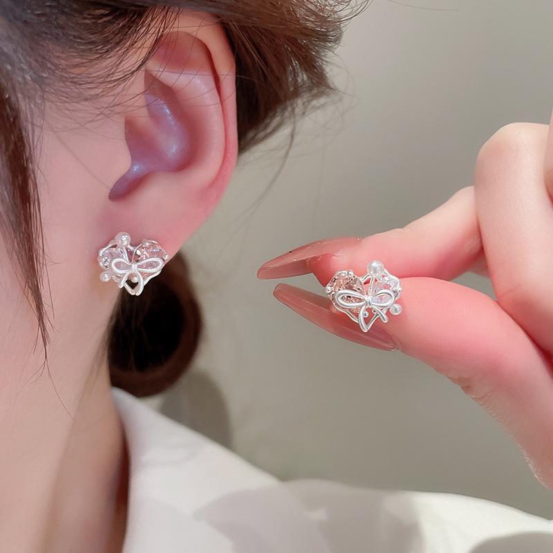 Серьги с розовыми цветами в форме сердца и кошачьим глазом, модные серьги, высококачественные серьги