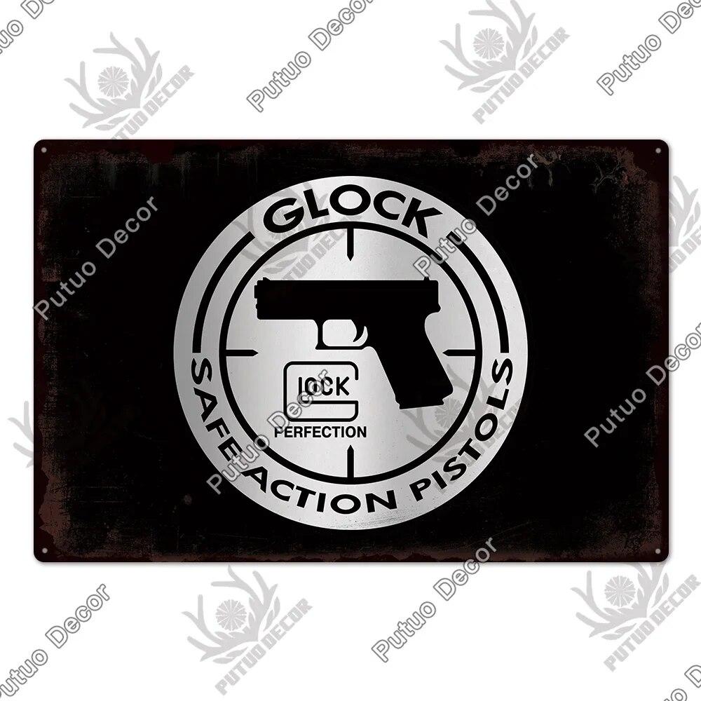 Putuo Decor Brand Poster Vintage Metal Tin Sign Plaque Plate for Garage Man Cave Gun Club Wall Decor Pistola Co2 Arma Metal