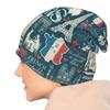 Карта достопримечательностей Франции Флаг французских шапок Skullies Парижская тема Эйфелева башня Skullies Cap Merch Man Уникальный дизайн Skullies Hat