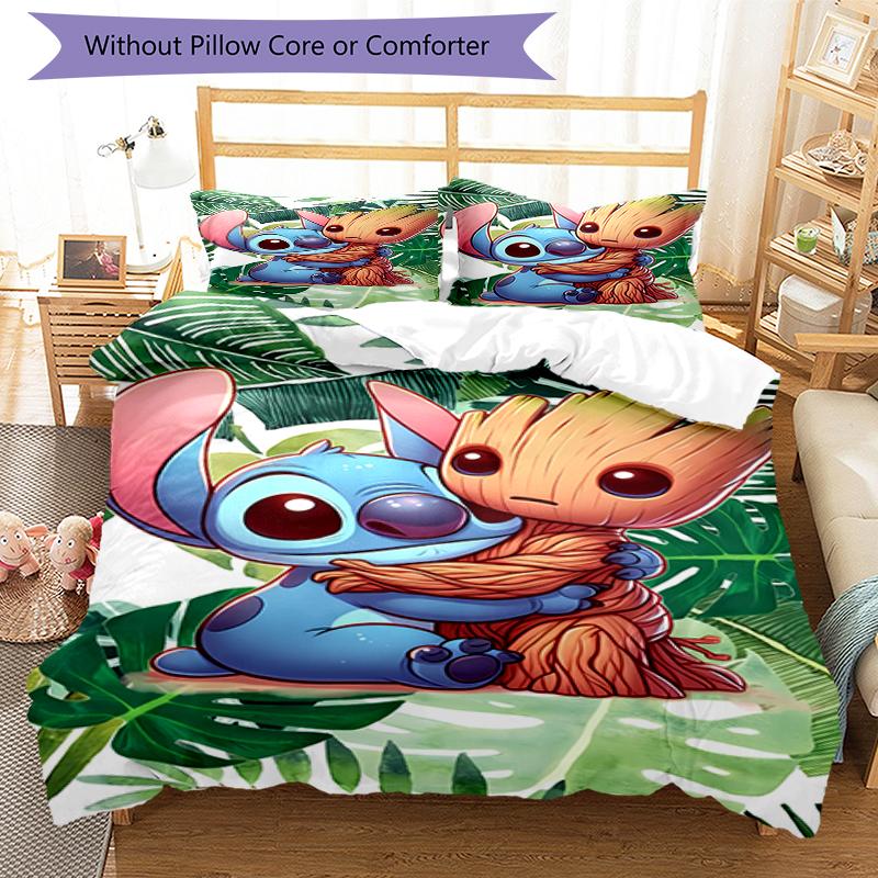 3pcs Stitch Bedding Set Duvet Cover Closure Includes 1 Duvet Cover & 2 Pillowcases, Soft and Comfortable for All Seasons.