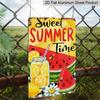 2D Flat, Vintage Summer Metal Wall Plaque - Lemonade & Watermelon Slices with Sweet Summer Time Text - 8x12 Inch Retro Aluminium Sign for Home, Cafe